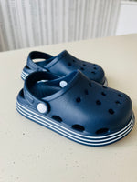 navy blue slip-on foam shoes