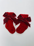 velvet bow knit socks