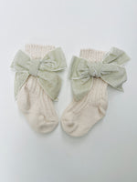 velvet bow knit socks
