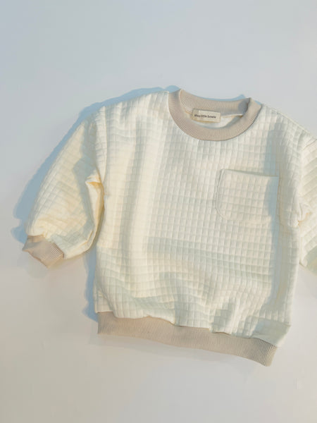 little bowie quilted crew - cream