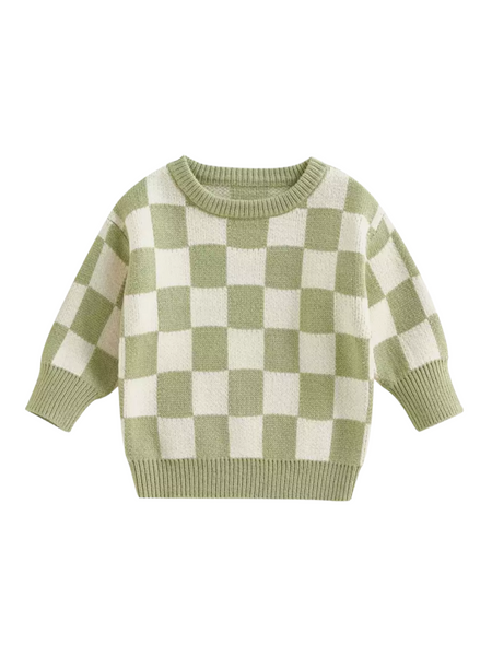 checkered knit sweater