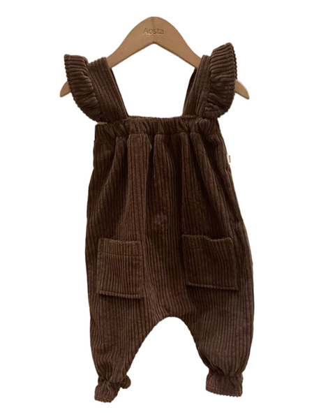 cord pocket overalls - chocolate (3T)